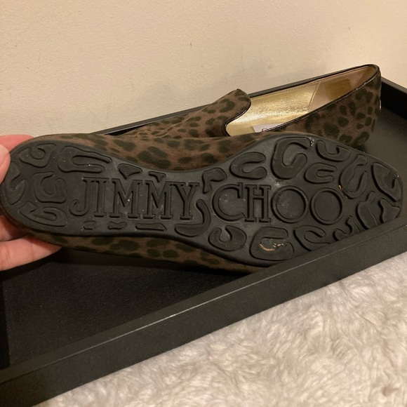 Auth Jimmy Choo Animal Print Brown Black Flats - Picture 6 of 14